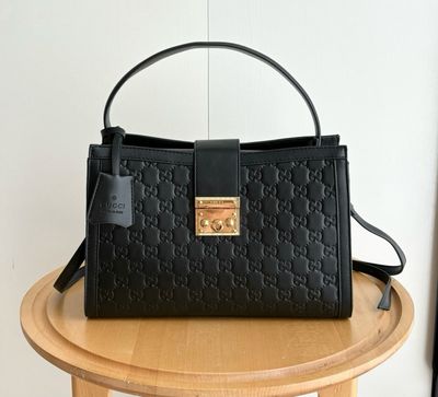 Gucci Bag — GHRH03 Embossed Leather Padlock Shoulder Bag