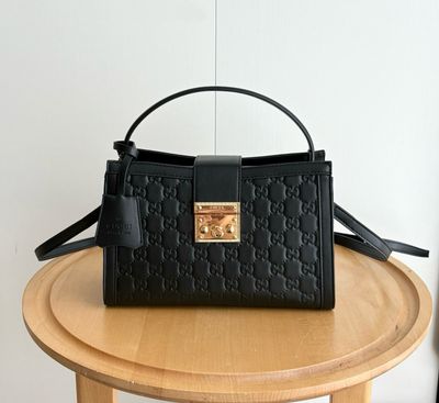 Gucci Bag — GHRH04 Embossed Leather Padlock Shoulder Bag Small