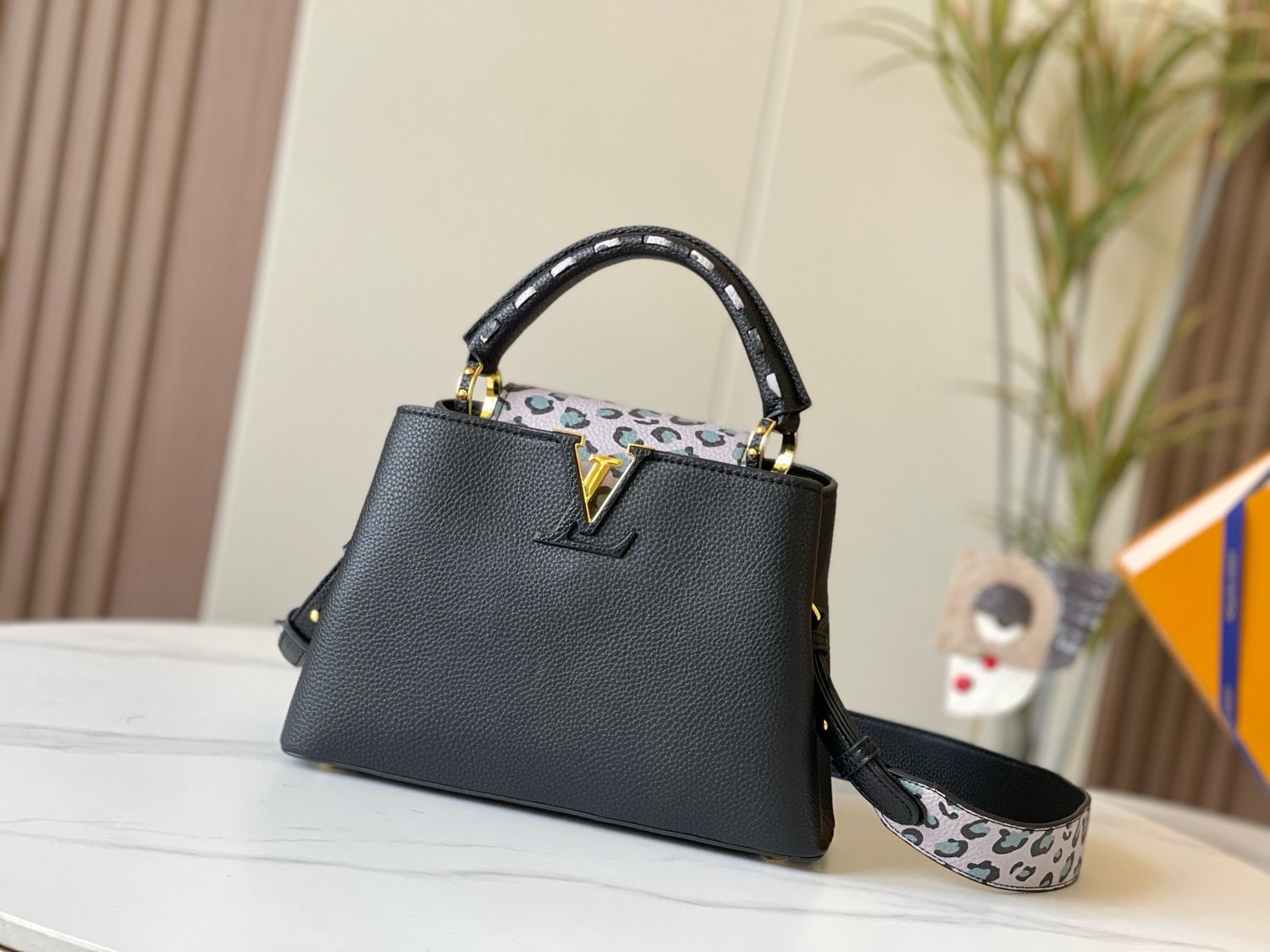 Louis Vuitton Crossbody Bag — ODSH06 Capucines BB Leopard Print Leather Handbag