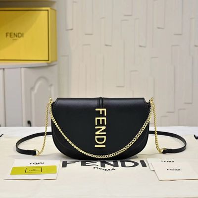 Fendi Bag — FIZH01 Gold Chain Leather Shoulder Bag