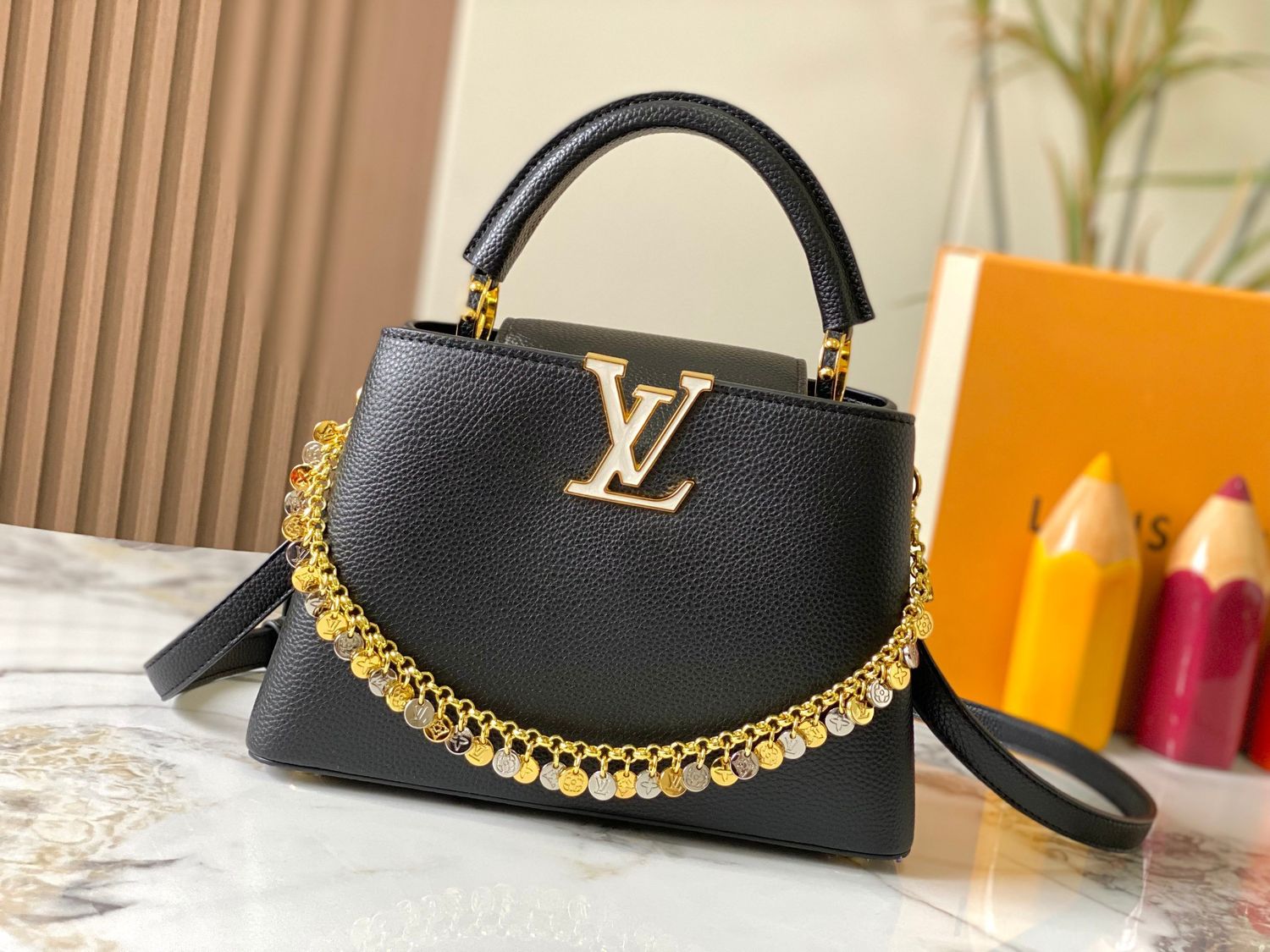 Louis Vuitton capucines bb confetti women crossbody bag handbag ODTE01