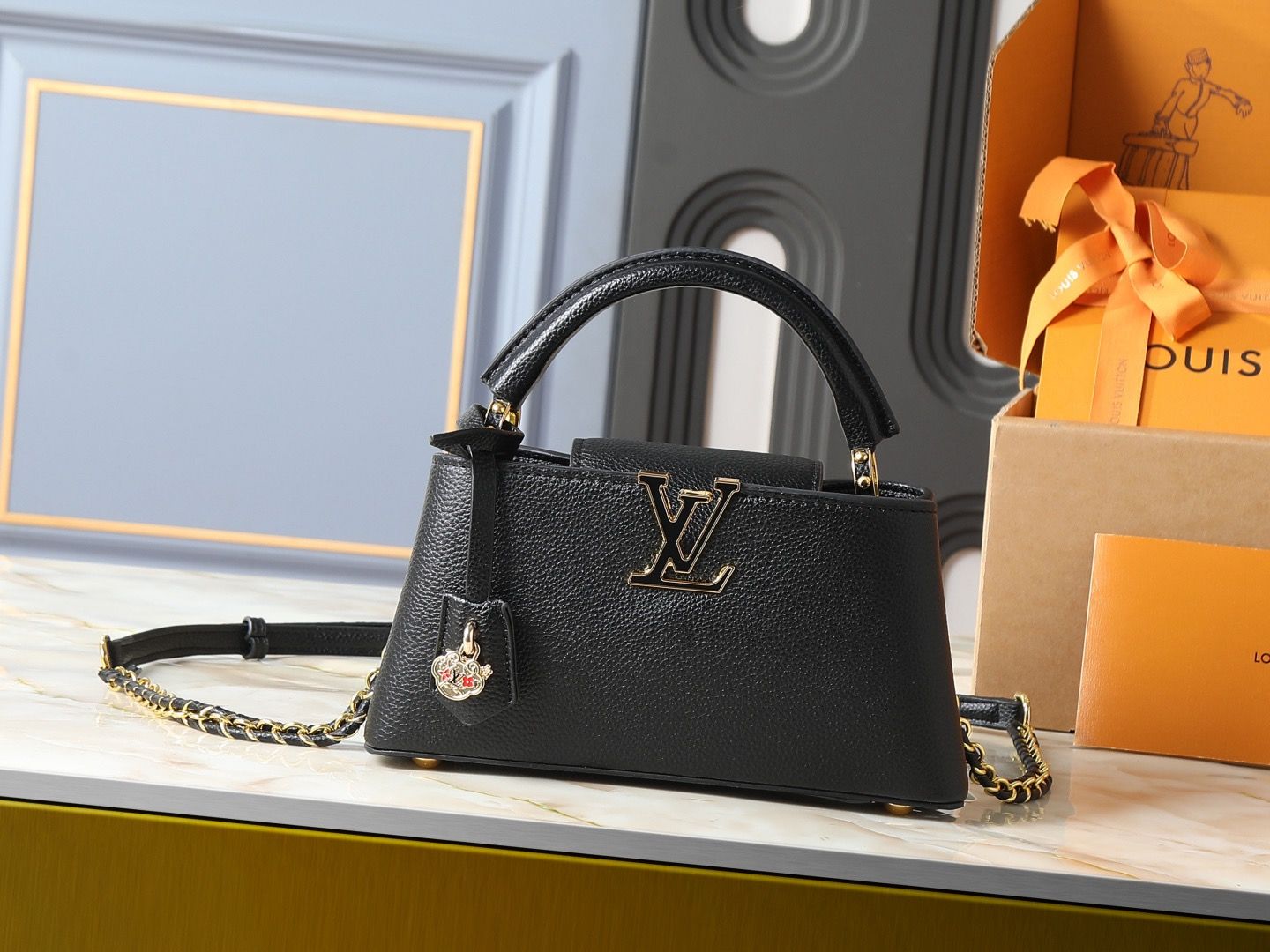 Louis Vuitton capucines east west bb women crossbody bag handbag ODTE05