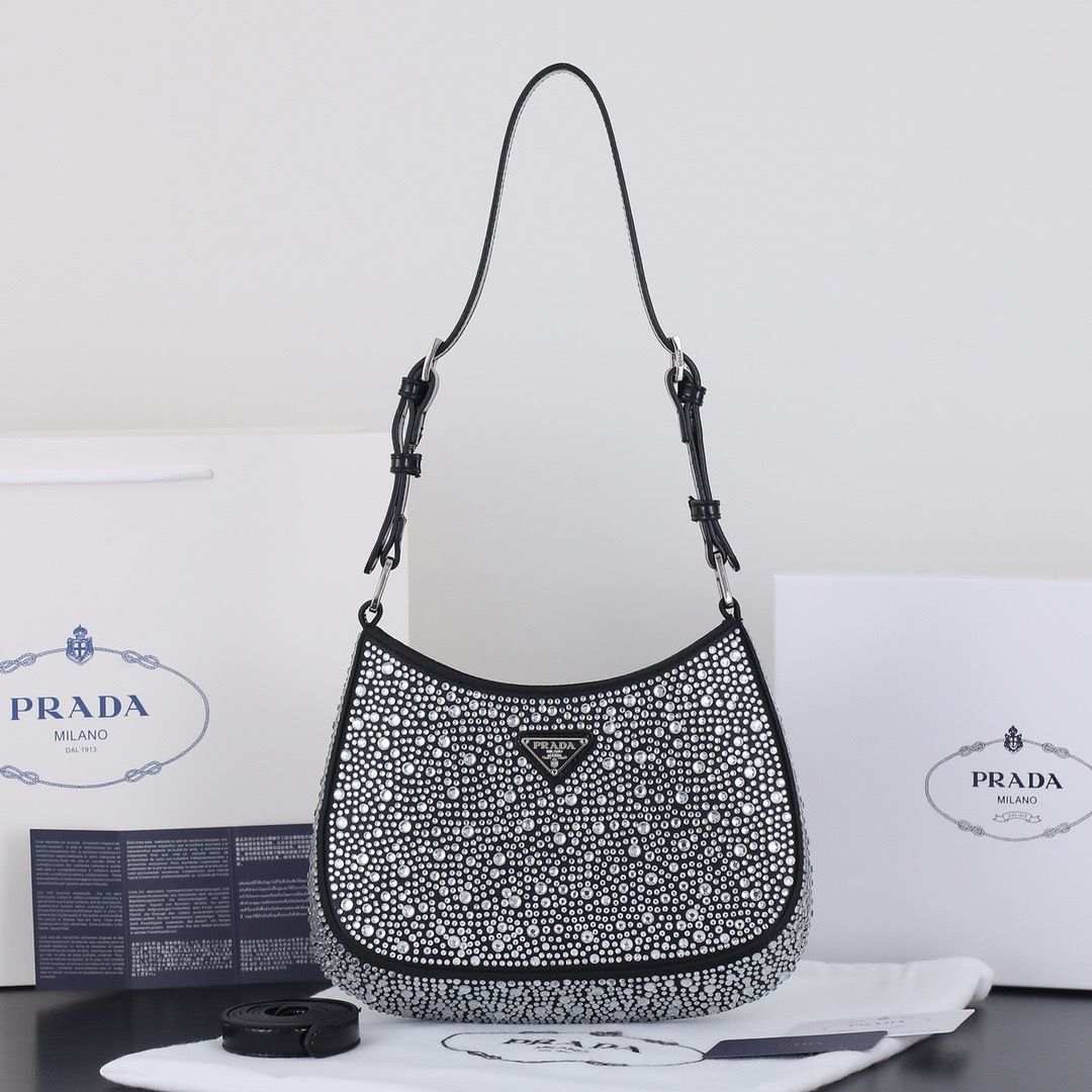 Prada cleo satin crystals ss21 hobo women bag PTRE03