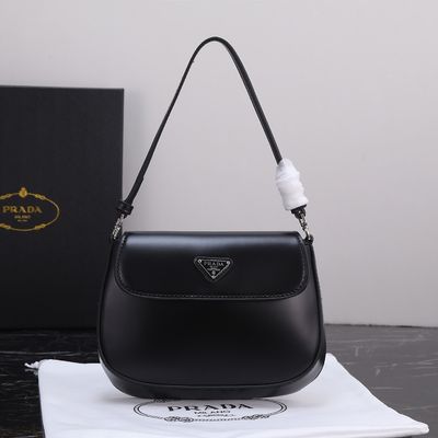 Prada cleo brushed flap hobo women shoulder bag PTRE01