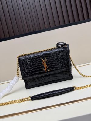 Yves Saint Laurent sunset croc embossed women shoulder bag REIE04