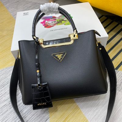 Prada double saffiano leather women shoulder bag PTRE06