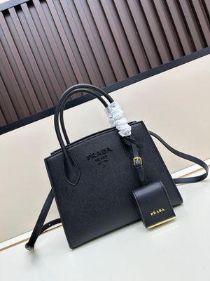 Prada monochrome saffiano women shoulder bag PTRE08