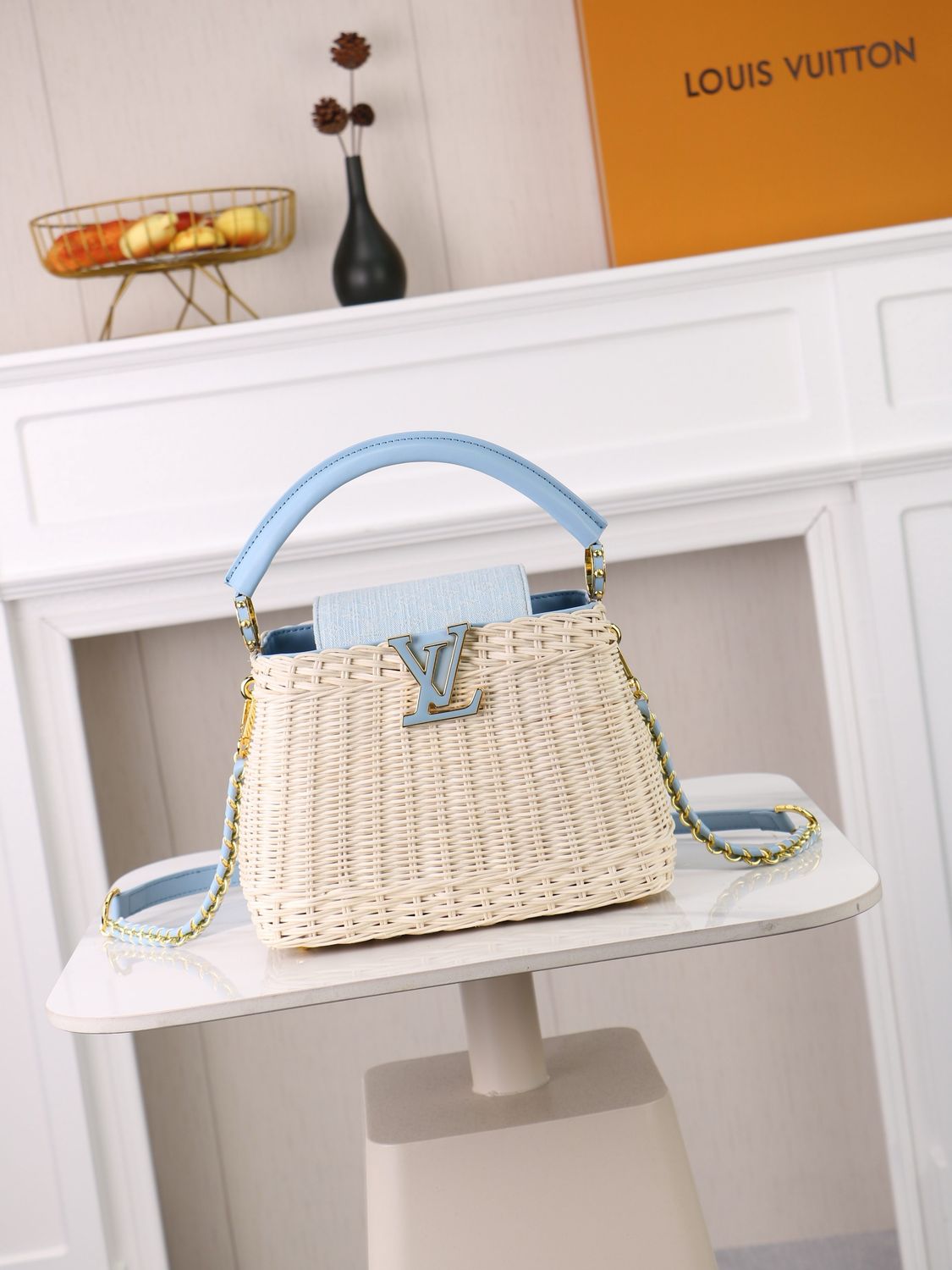 Louis Vuitton capucines bb rattan women crossbody bag ODTE11