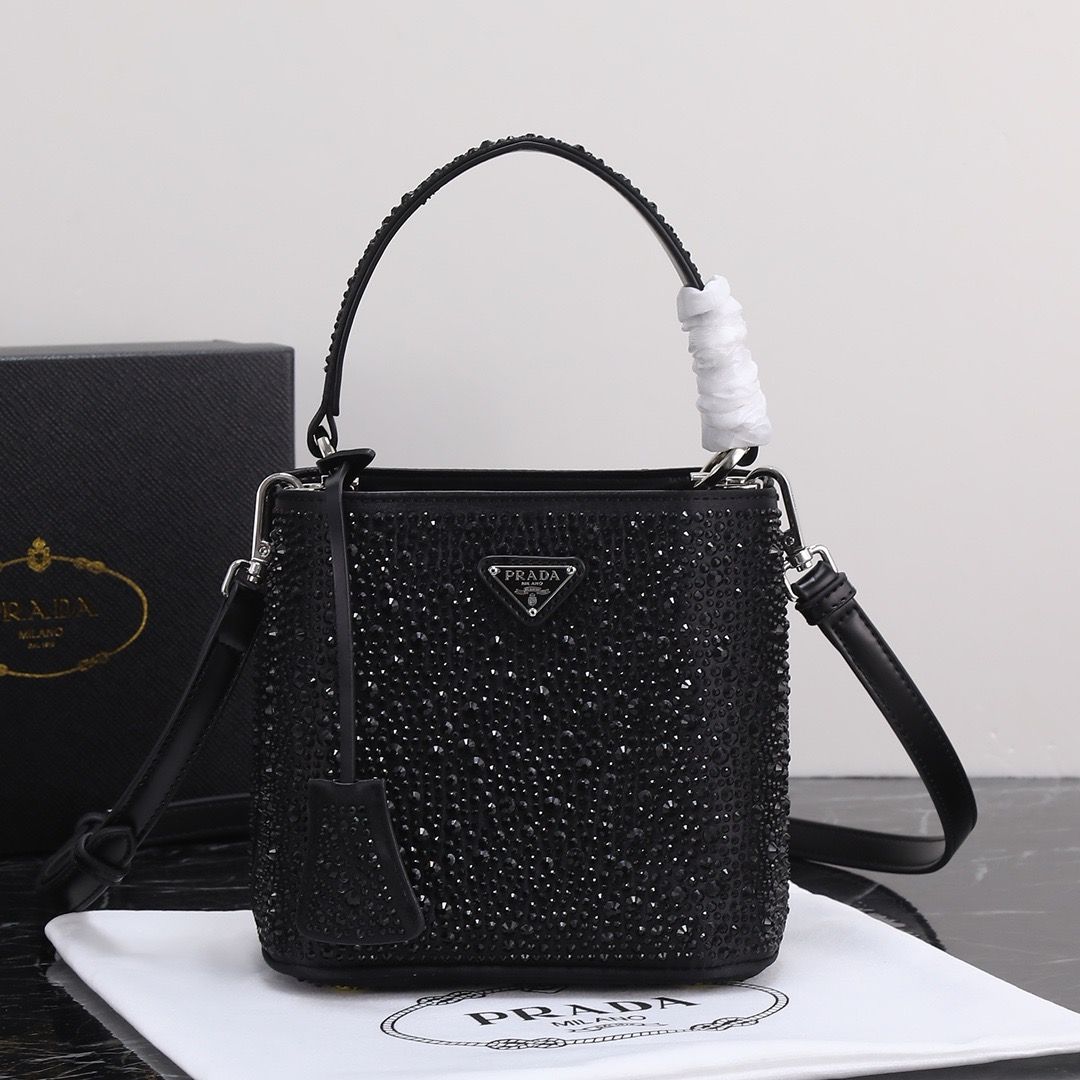Prada panier satin crystals women shoulder bag PTRE09
