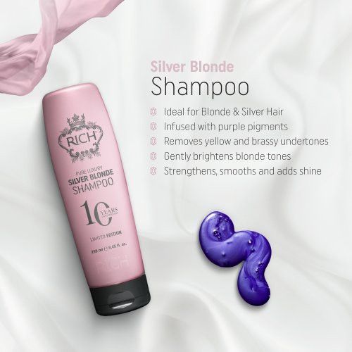 RICH PURE LUXURY SILVER BLONDE SHAMPOO geltonus atspalvius neutralizuojantis