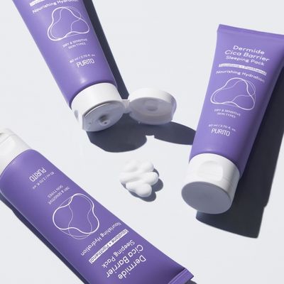 PURITO Dermide Cica Barrier Sleeping Pack atstatomoji naktinė kaukė su centele