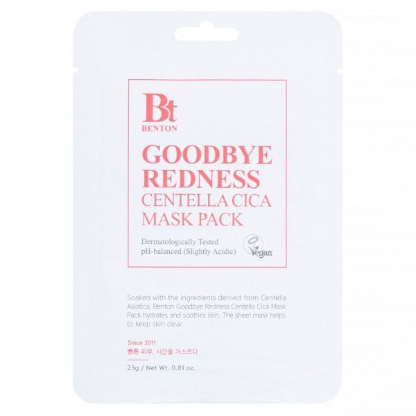BENTON Goodbye Redness Centella Mask Pack lakštinė kaukė su centele 23g