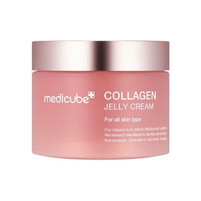 MEDICUBE Collagen Jelly Cream - Drėkinamasis ir stangrinamasis veido kremas su kolagenu, sukurtas pagerinti odos elastingumą ir suteikti jai sveiką švytėjimą.