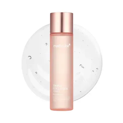 MEDICUBE - Triple Collagen Toner - Giliai drėkinantis tonikas, kuris pagerina odos elastingumą ir padeda atkurti tolygų veido atspalvį.
