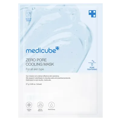 MEDICUBE Zero Pore Cooling Mask vėsinanti kaukė - Vėsinančio poveikio lakštinė kaukė su alantoinu, pasižyminti regeneruojančiomis ir raminančiomis savybėmis.