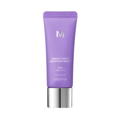 Missha M BB perfect cover serum lengvas makiažo pagrindas - Lengvas BB kremas, suteikiantis odai švytėjimo, sulygina odos toną, apsaugo nuo UV spindulių ir kartu puoselėja odą vertingomis medžiagomis.