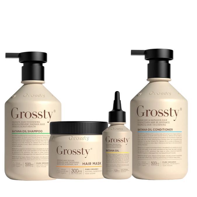 Grossty Batana Oil šampūnas, kondicionierius,  kaukė  ir aliejus su batanos aliejumi 500 ml x 2, 100ml, 100ml