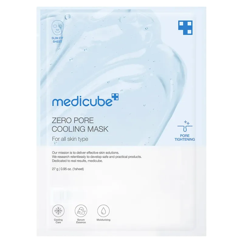 MEDICUBE Zero Pore Cooling Mask vėsinanti kaukė - Vėsinančio poveikio lakštinė kaukė su alantoinu, pasižyminti regeneruojančiomis ir raminančiomis savybėmis.