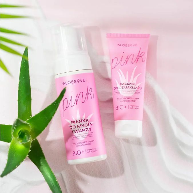 Makiažo valymo balzamas ALOESOVE PINK – švelnus veido valiklis su natūraliais aliejais 75 ml
