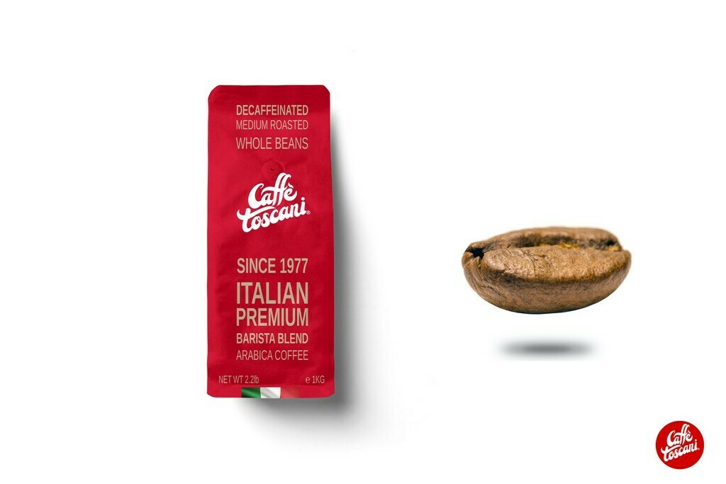 Caffè Toscani®, Decaf, Arabica Roasted Coffee Beans 1Kg (2.2lb)