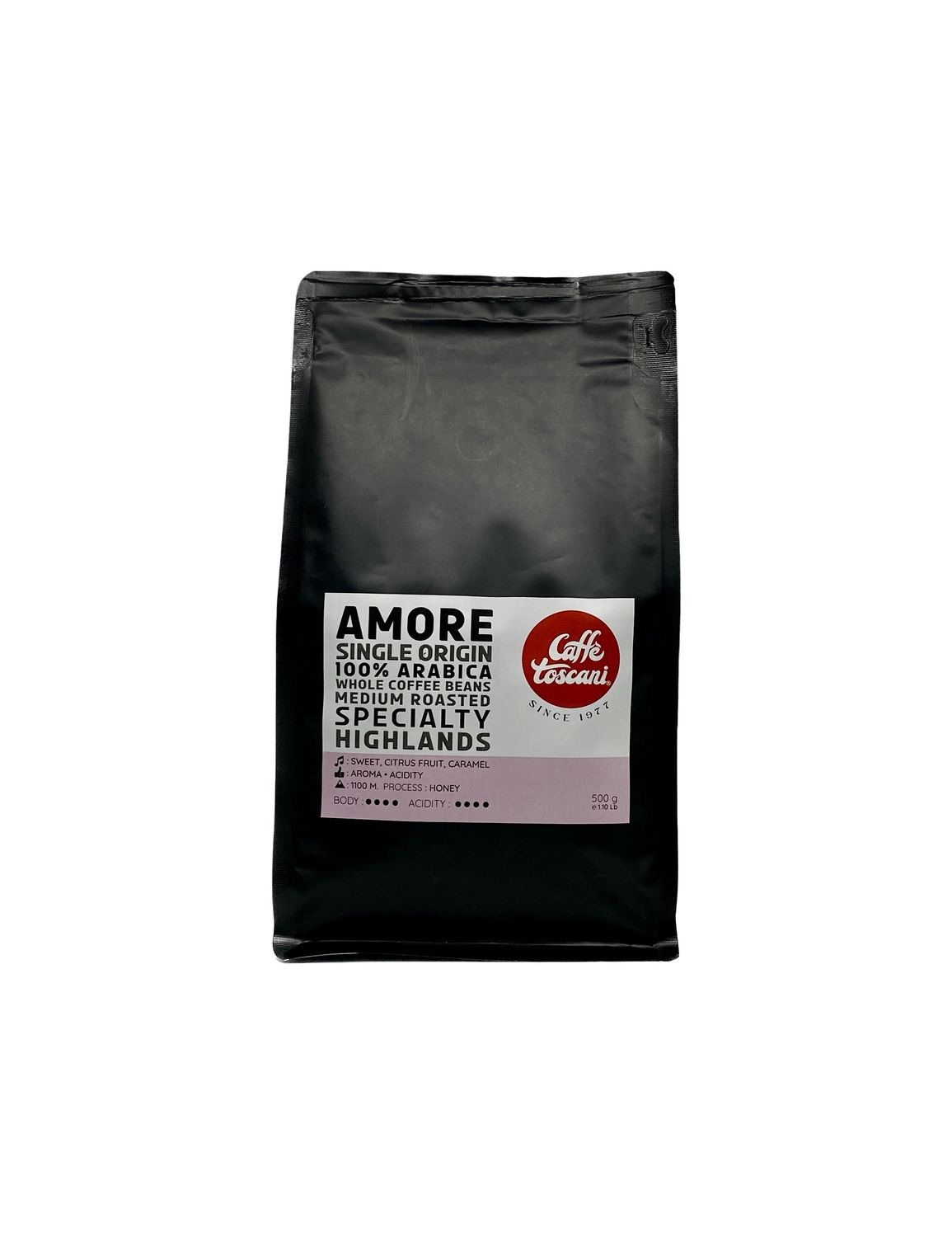 Caffè Toscani® AMORE, Arabica Roasted Coffee Beans 500g (1.1lb)