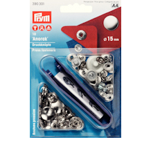 Prym nittryckknappar &quot;Anorak&quot;, förnicklade, 15 mm - 10 st
