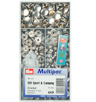 Prym Multipac nittryckknappar &quot;Sport &amp; Camping&quot;, förnicklade, 15 mm - 100 st