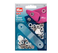 Prym nittryckknappar &quot;Jersey&quot;, vit ring, 10 mm - 100 st