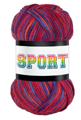 Falkgarn Sport, 100 gr - Multiröd