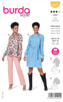 Burda 5947 - Klänning Blus - Dam
