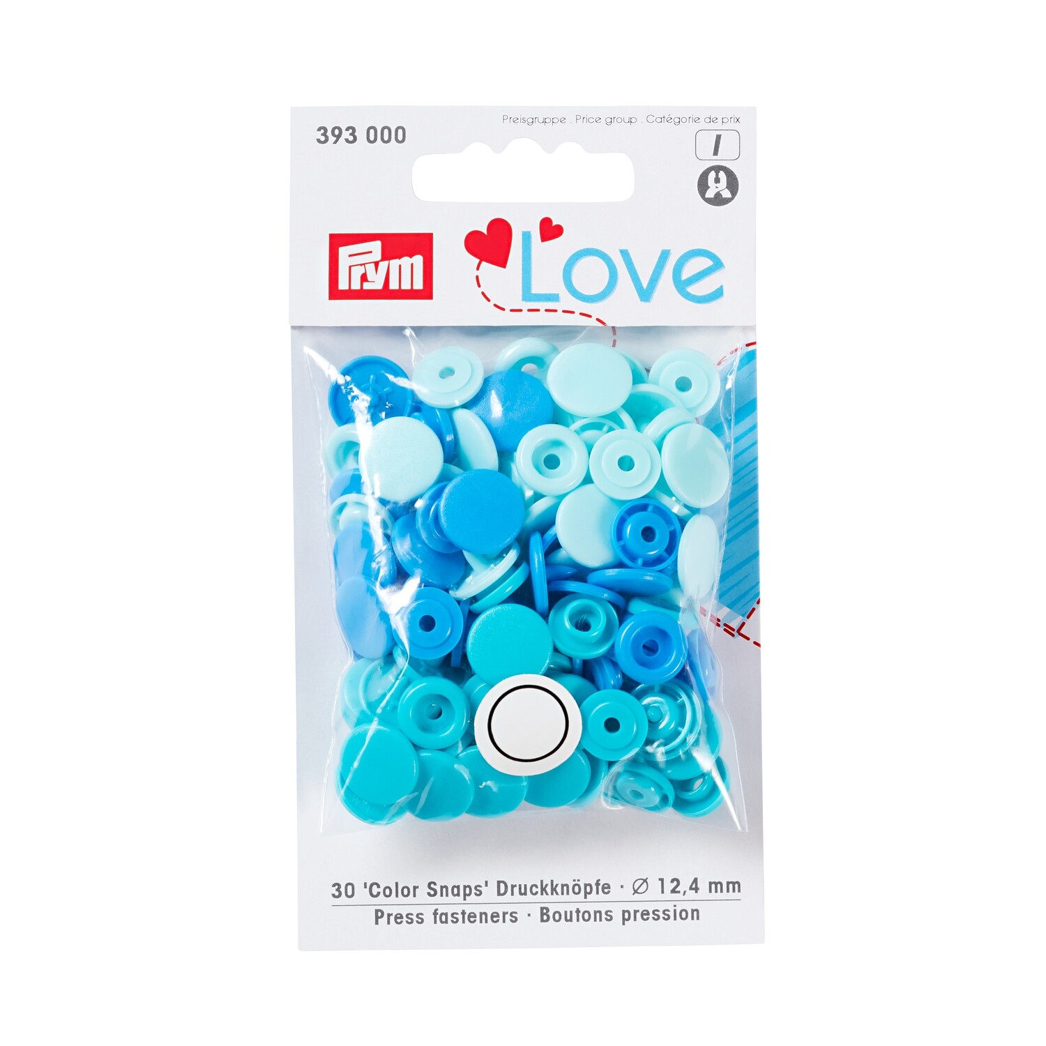 Prym Love nittryckknappar 12,4 mm - 30 st - turkos/blå