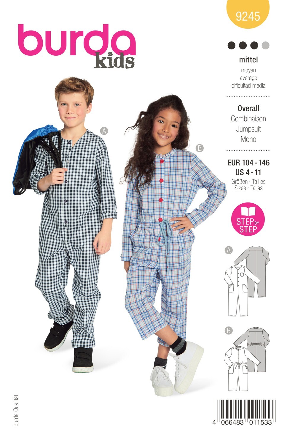 Burda 9245 - Jumpsuit, overall - Flicka, Pojke
