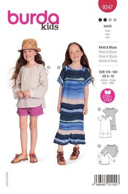 Burda 9247 - Klänning, Blus - Flicke