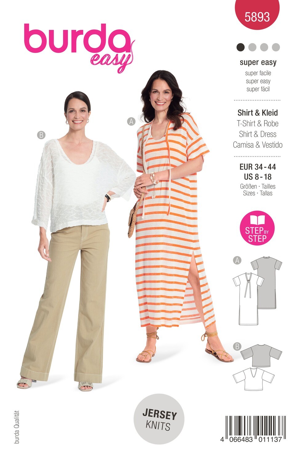 Burda 5893 - Blus, Klänning- Dam