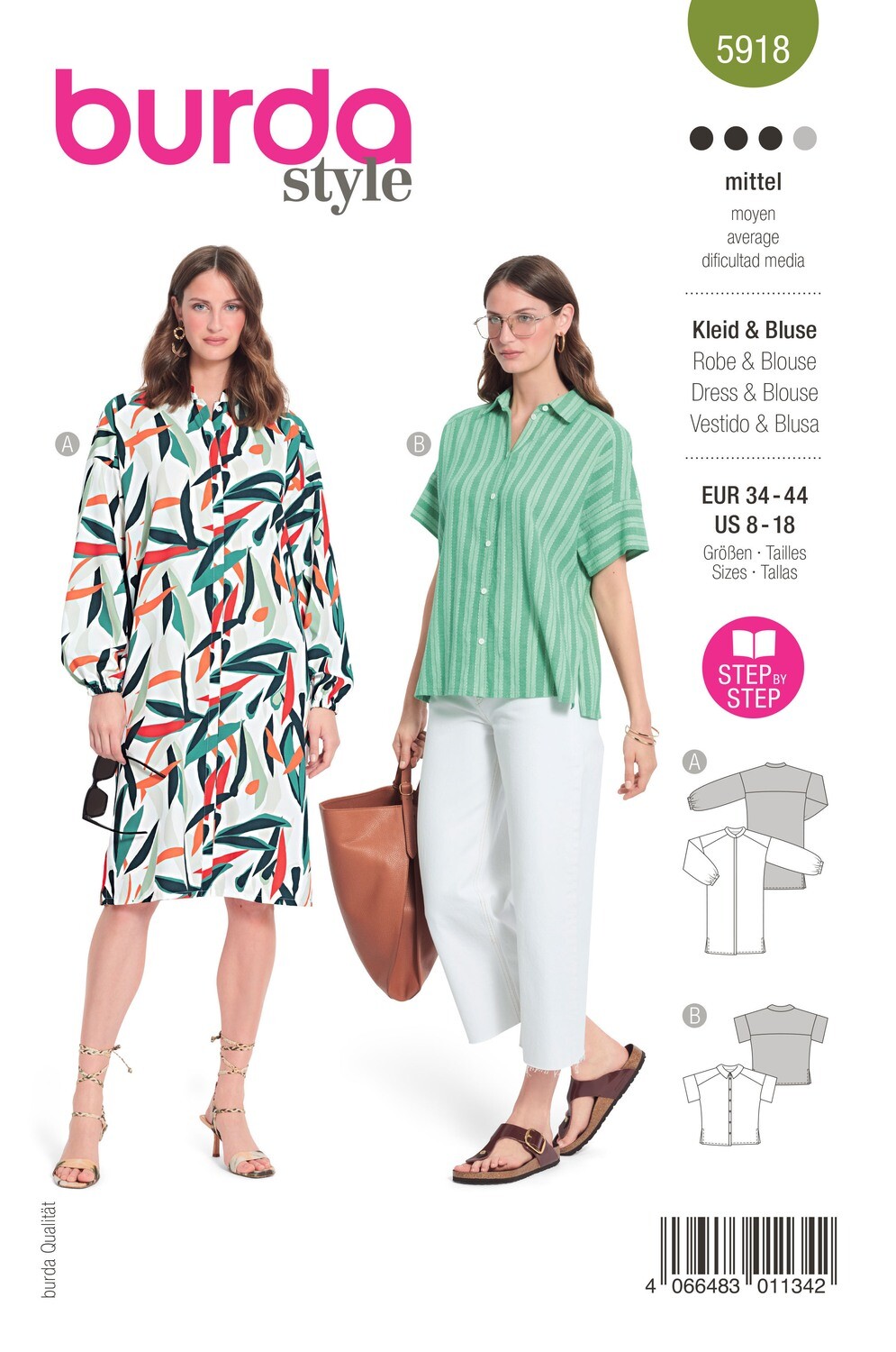 Burda 5918 - Klänning, Blus - Dam