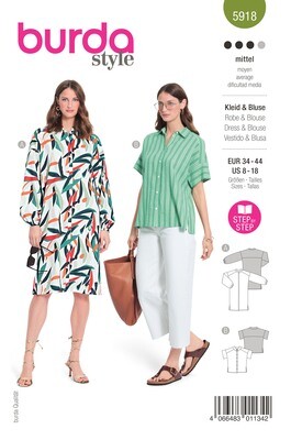 Burda 5918 - Klänning, Blus - Dam