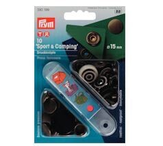 Prym nittryckknapp &quot;Sport och Camping&quot;, antik mässing, 15 mm - 10 st