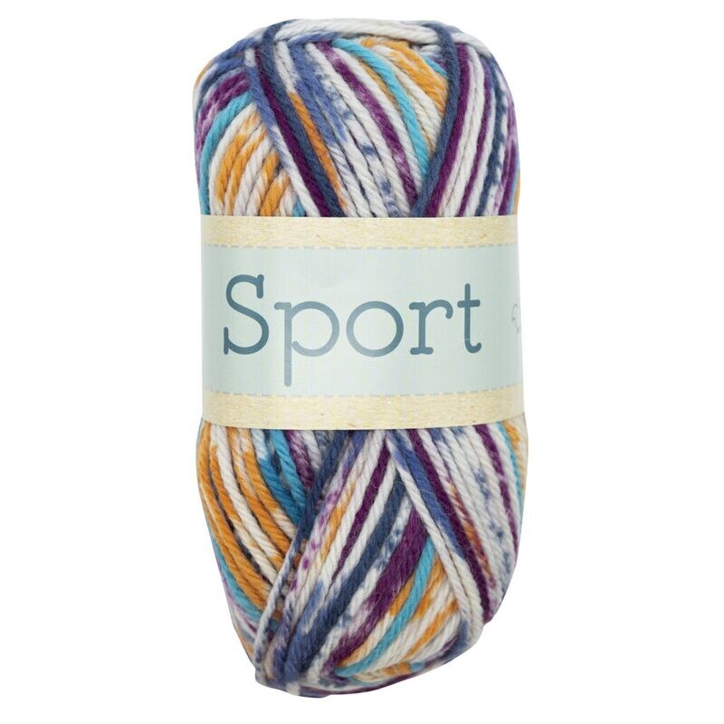 Falkgarn Sport, 100 gr - 1027 Lila/Blå/Orange