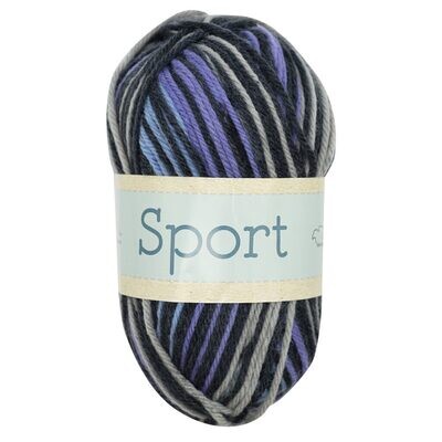 Falkgarn Sport, 100 gr - 1031 Svart/Grå/Lila