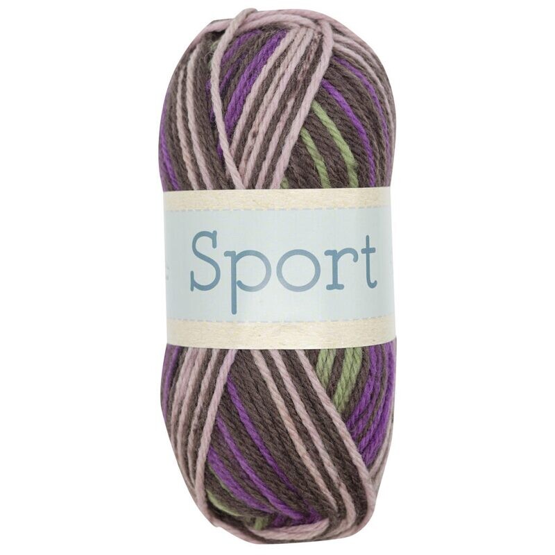 Falkgarn Sport, 100 gr - 1030 Grön/Brun/Lila