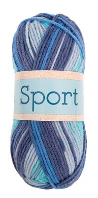 Falkgarn Sport, 100 gr - 1026 Turkos/Blå/Ecru