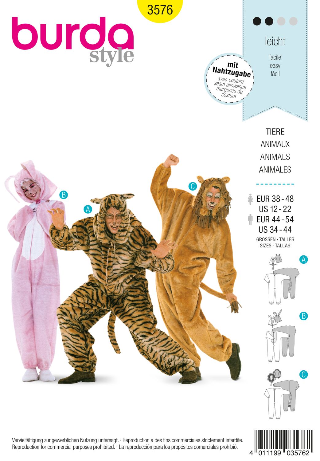 Burda 3576 - Tiger &amp; Lion &amp; Hare