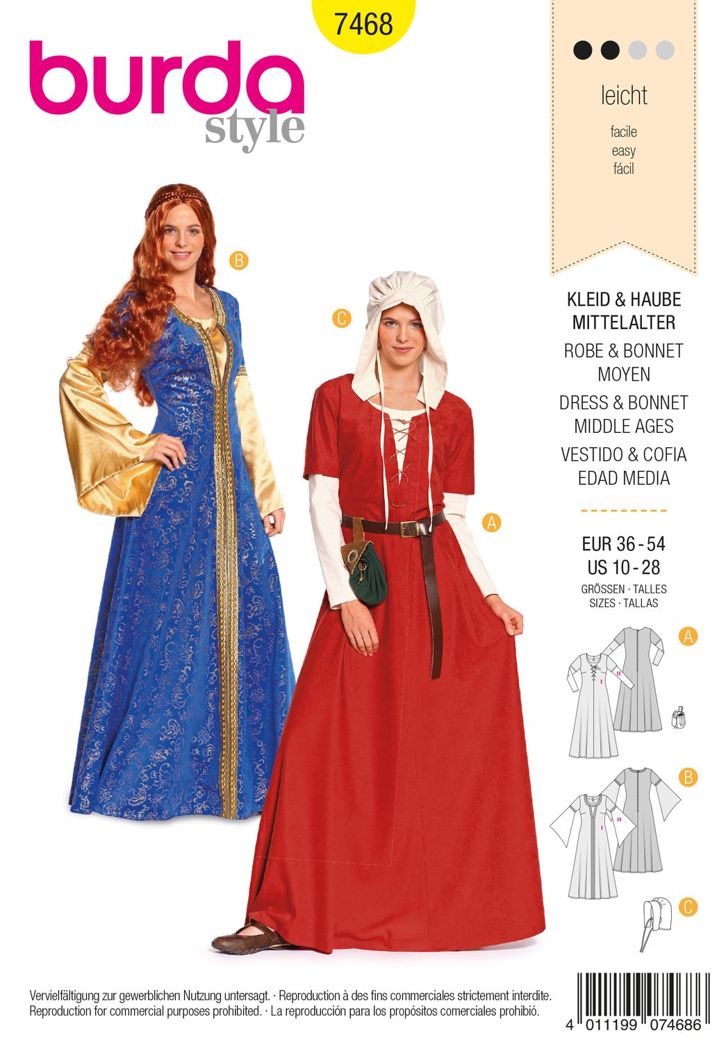 Burda 7468 - Dress &amp; Bonnet Middel Ages