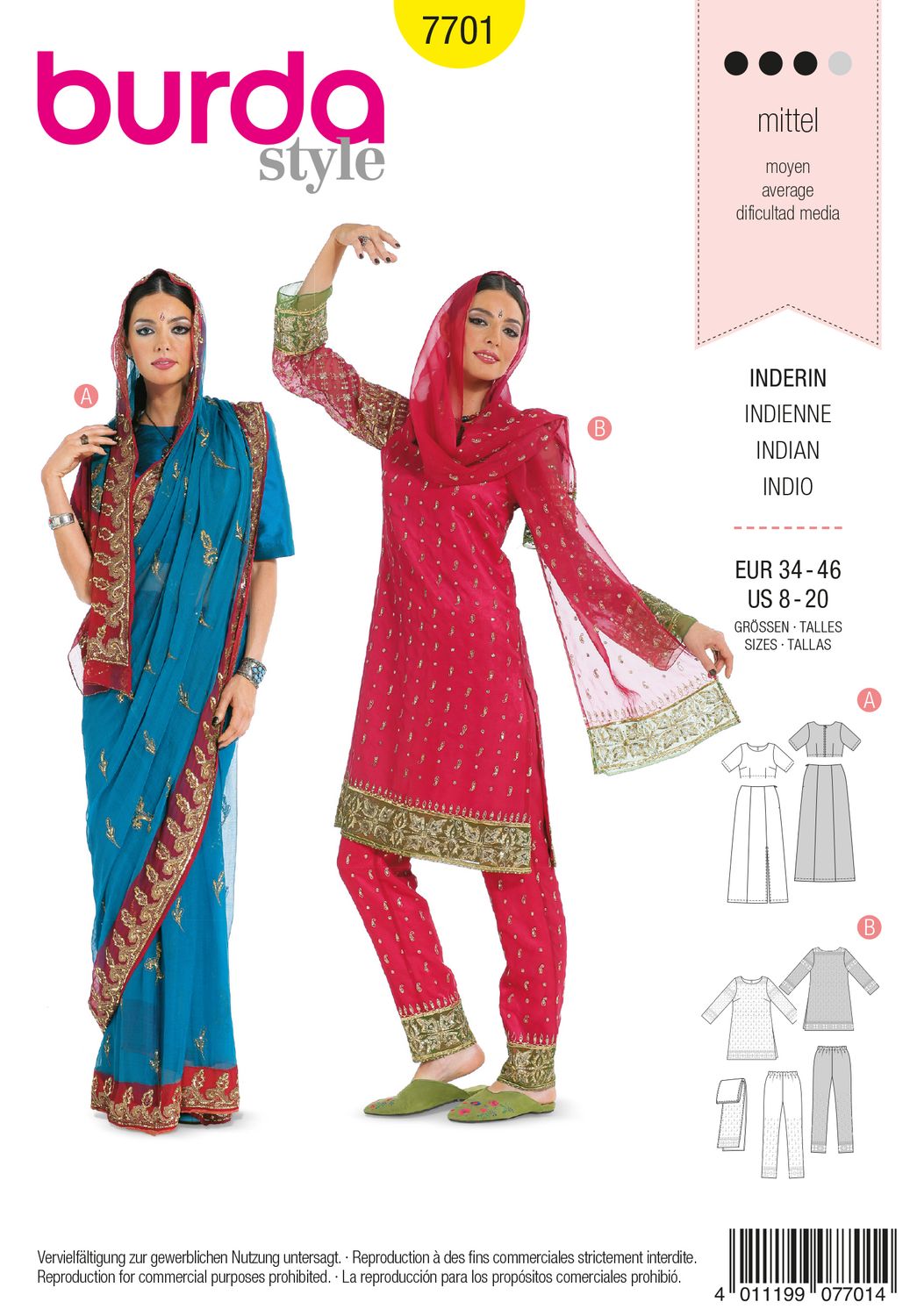 Burda 7701 - Indian Clothes