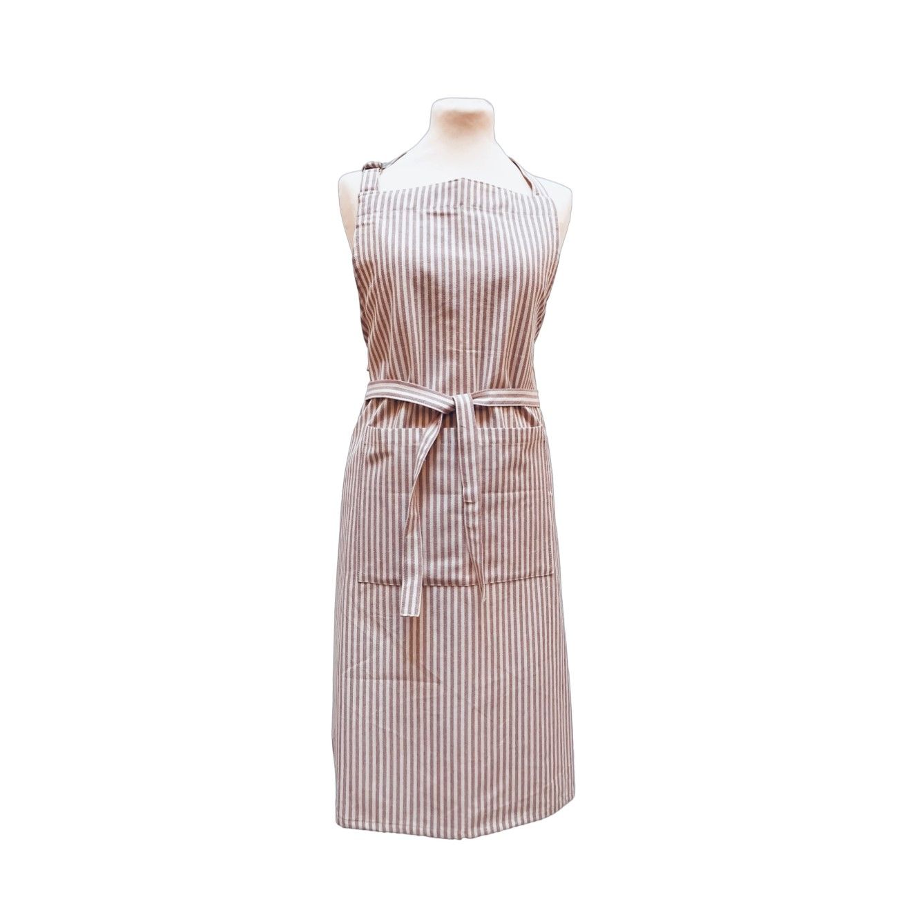Striped aprons in recycled cotton - lavender &amp; white