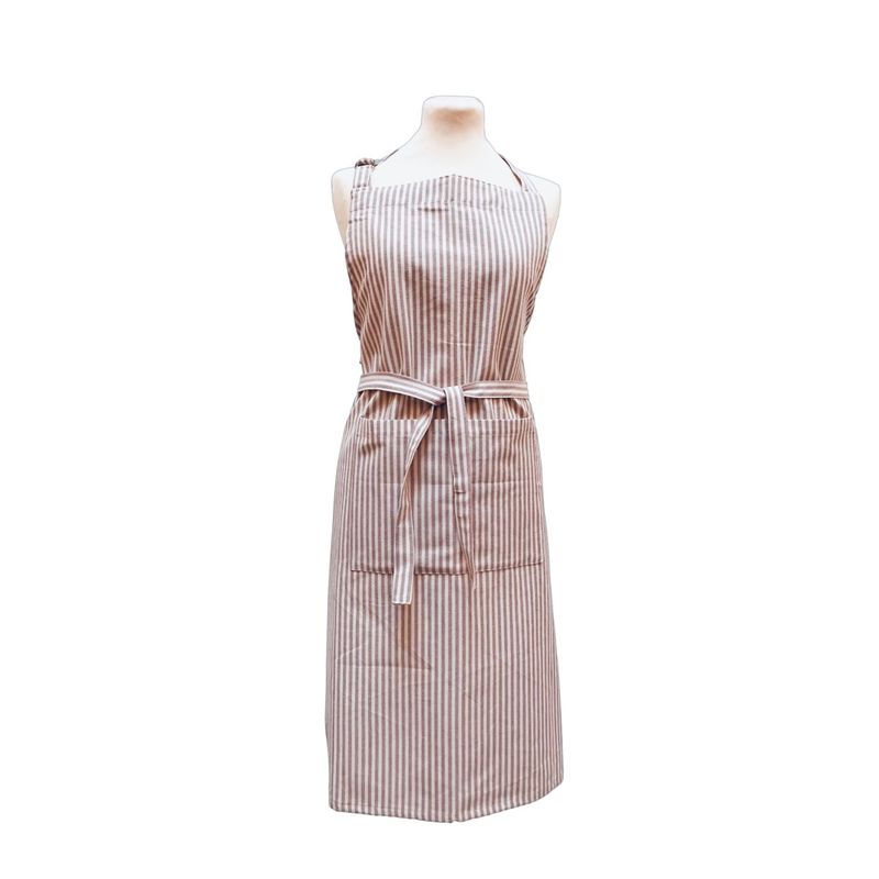Striped aprons in recycled cotton - lavender &amp; white