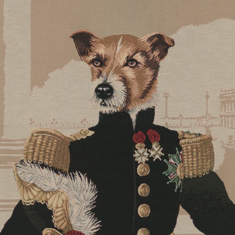 Cushion front with motif - Handsome dog Terrier &quot;Officer of Waterloo&quot;