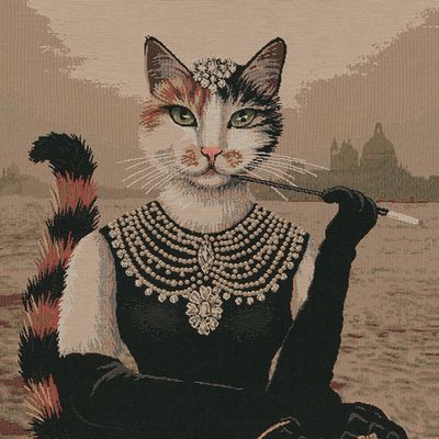 Pudefront med motiv - Elegant Kattlady &quot;Meow breakfast at Tiffany&#39;s Audrey Hepburn&quot;