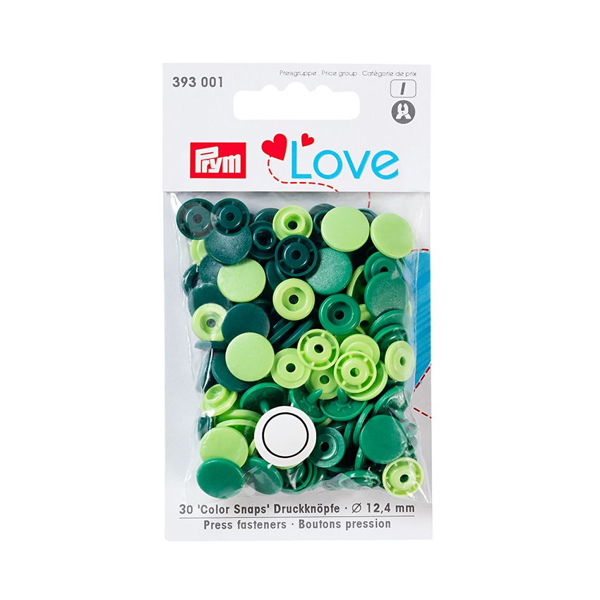 Prym Love nittryckknappar 12,4 mm - 30 st - grön mix