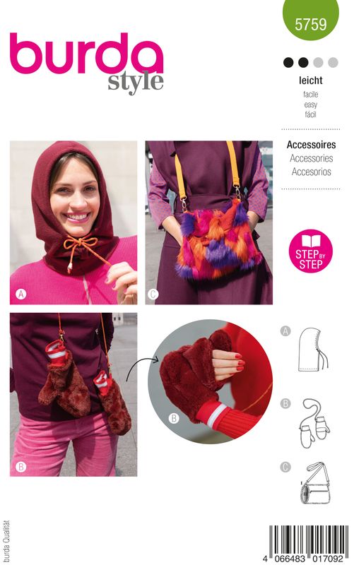 Burda 5759 – Vinteraccessoarer: balaklava, vantar &amp; muff